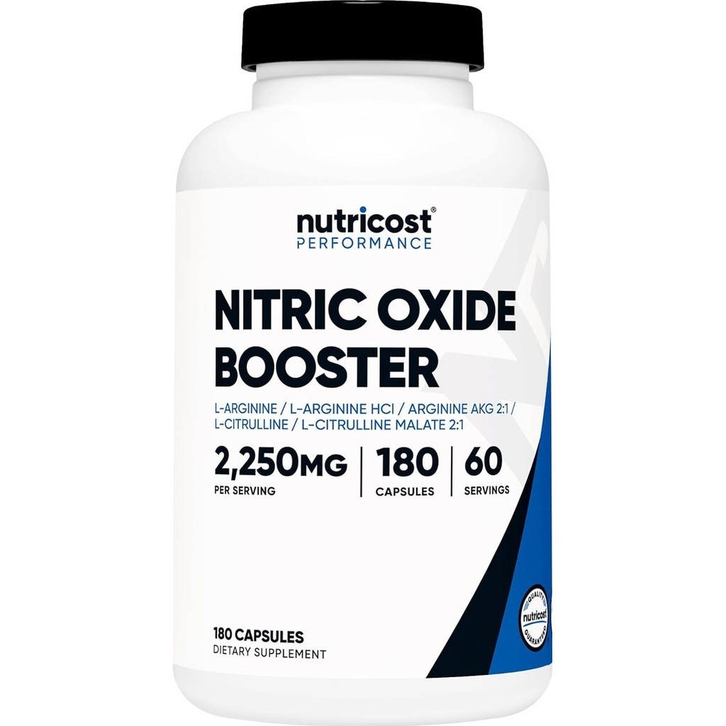 Nutricost Nitric Oxide Booster 750mg 180 Capsules Gluten Free Non-GMO
