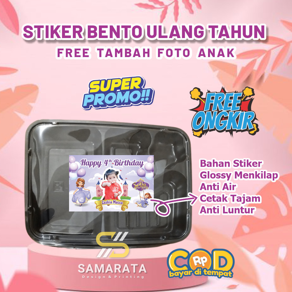 

Stiker Ulang Tahun Tempel Nasi Bento Stiker Kotak Ultah Custom Foto Anak