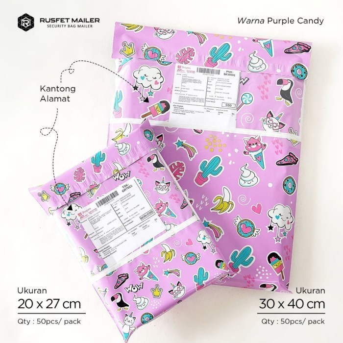 

AMPLOP PLASTIK POLYMAILER CANDY ICE ( Uk : 30cm x 40cm)