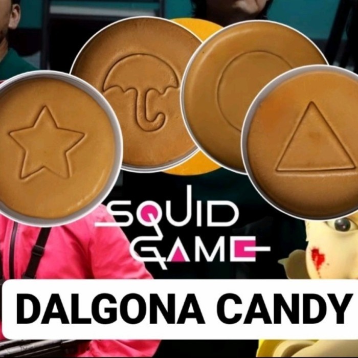 

Ratnaff SQUID GAME CANDY / DALGONA CANDY / PERMEN SQUID GAME / KOREAN SPONGE - Custom Huruf, Candy Saja