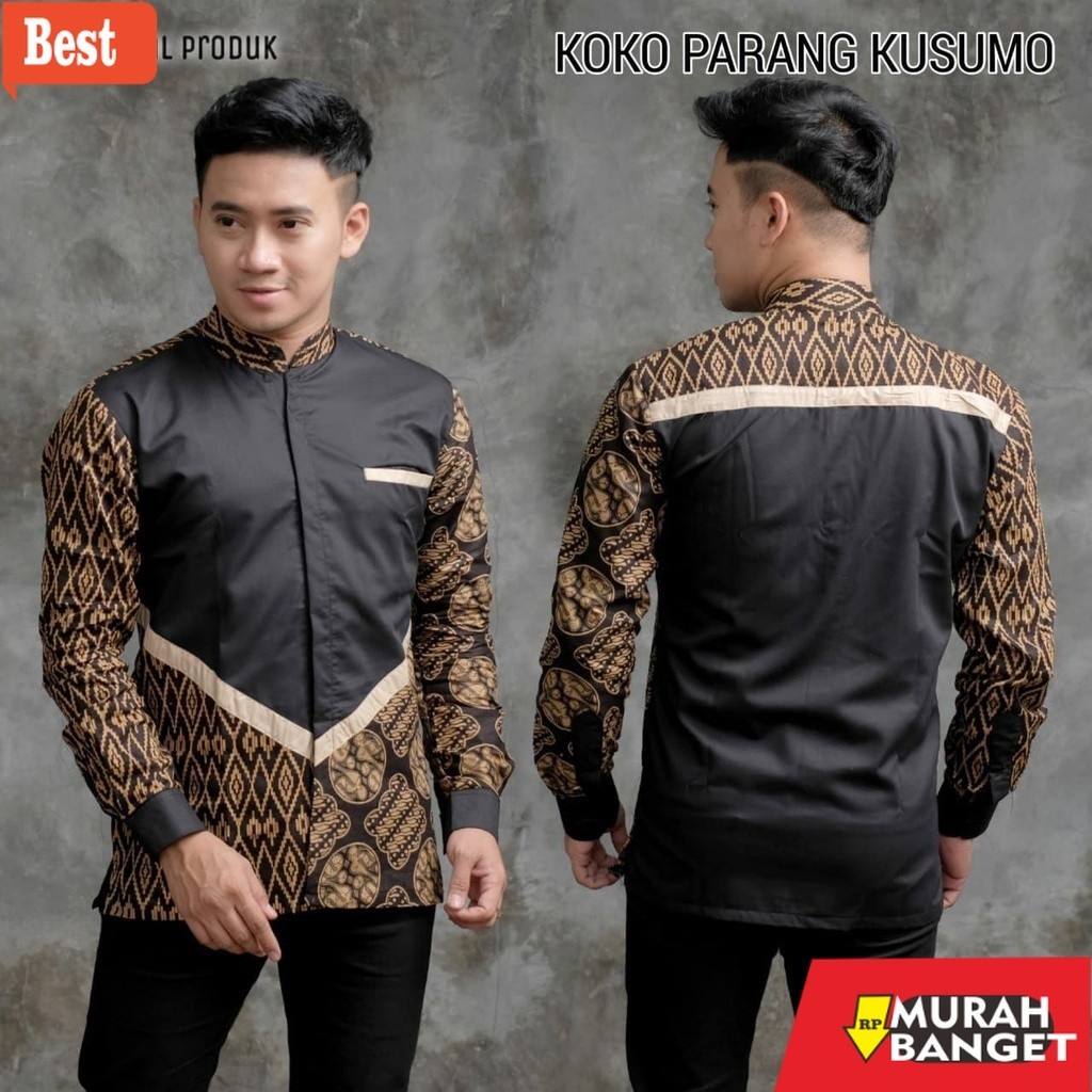 Baju muslim lengan panjang- BISA COD | Baju Koko Al Qorni  Hadroh Azzahir Kemeja Muslim Pria Model T