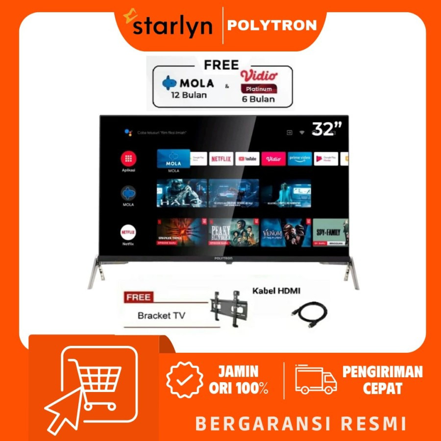 POLYTRON Smart Android Digital Mola TV 32 inch Netflix PLD 32AG9953