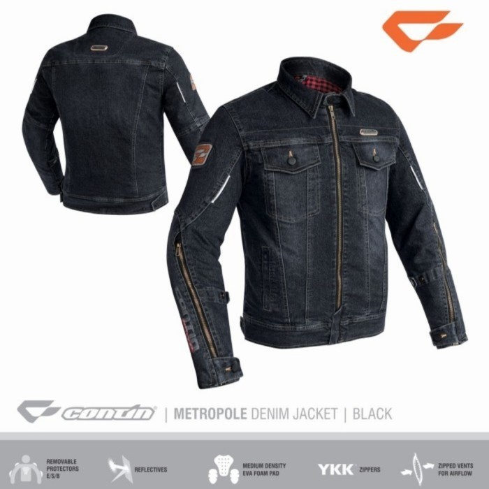 JAKET MOTOR TOURING CONTIN METROPOLE DENIM BLACK PROTECTOR | ORIGINAL