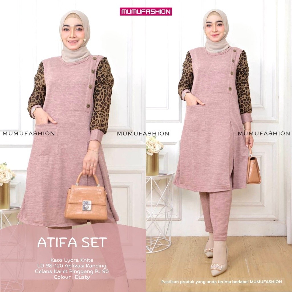 AJR - ATIFA SET /ATARI SET Setelan Celana Wanita Muslimah Bahan Import by MUMUFASHION SOLO