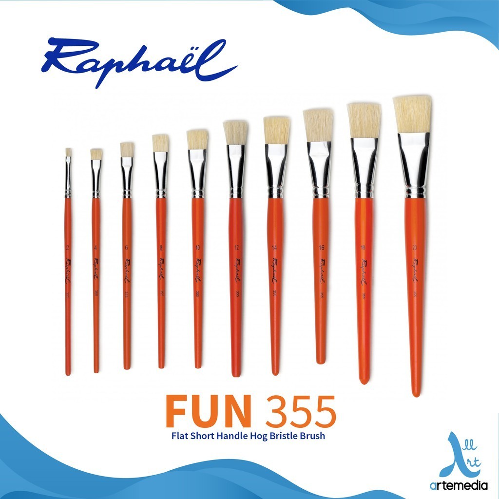 

Raphael 355 Kuas Lukis Flat Fun Hog Bristle Brush Short Handle