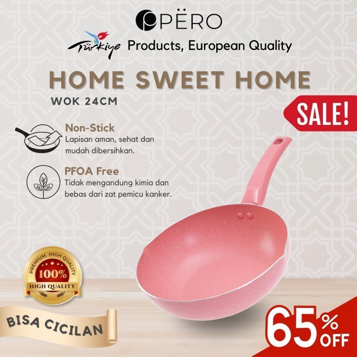 Pero Wok Pan Granite 24cm / Wajan Penggorengan Anti Lengket - Mint - AM