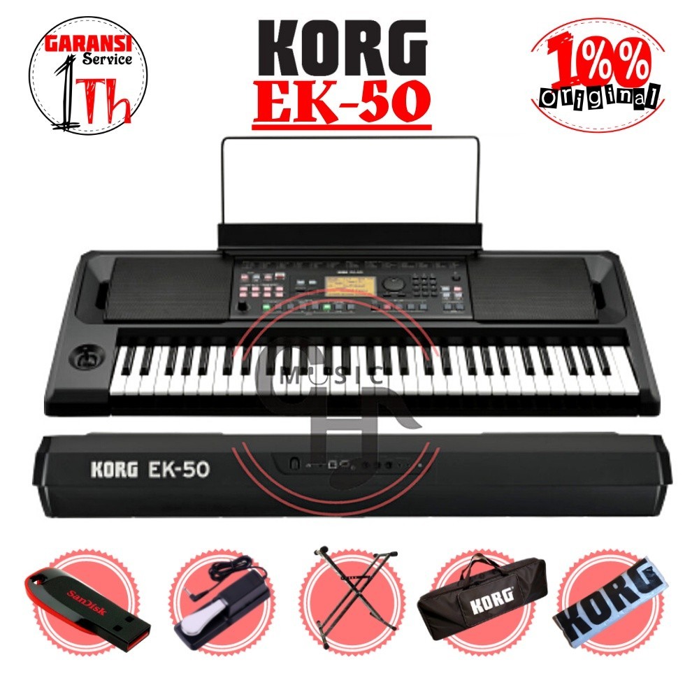 NEW DISKON 70% Korg EK-50 61-Key Arranger Keyboard Paket