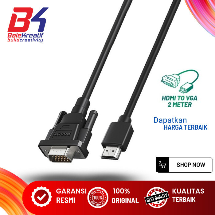 Kabel HDMI to VGA ROBOT RHVC02 Male to Male 2M