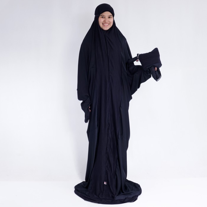 Mukena Zara Silk Terusan Alfauzi Hitam / Mukena Dewasa / Mukena Jumbo