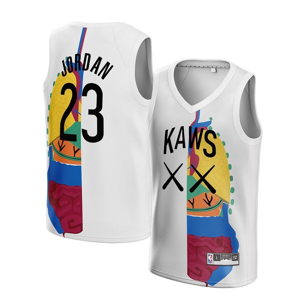 Jersey Michael Jordan KAWS #23 PUTIH WHITE Swingman Bola Basket NBA Baju Kaos T-Shirt Tshirt Atasan 