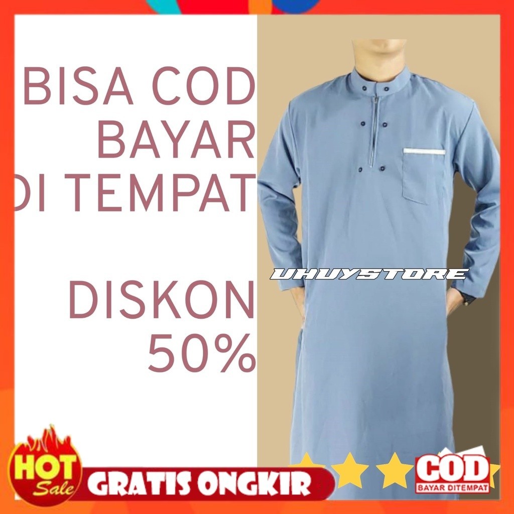 KAIN ADEM HALUS TEBAL / Jubah Pria Gamis Dewasa Habib Saudi Syari Jubah Ikaf Terbaru Lengan Panjang 