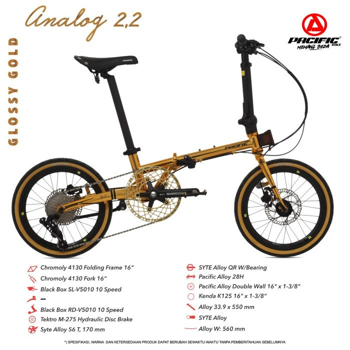 Sepeda Lipat Pacific 16 Inch Analog 2.2 Folding Bike Pacific sepeda lipat dewasa - onlinepratama88