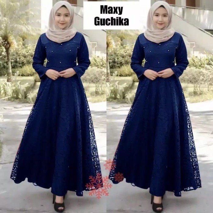 MODEL BAJU GAMIS  KOMBINASI BRUKAT MODERN PESTA WANITA SYARI 20
