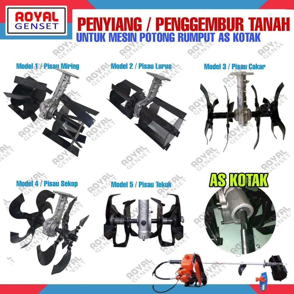Alat Penggembur Tanah/Penyiang Gulma Mesin Potong Rumput As Kotak Cultivator Tiller Weeder