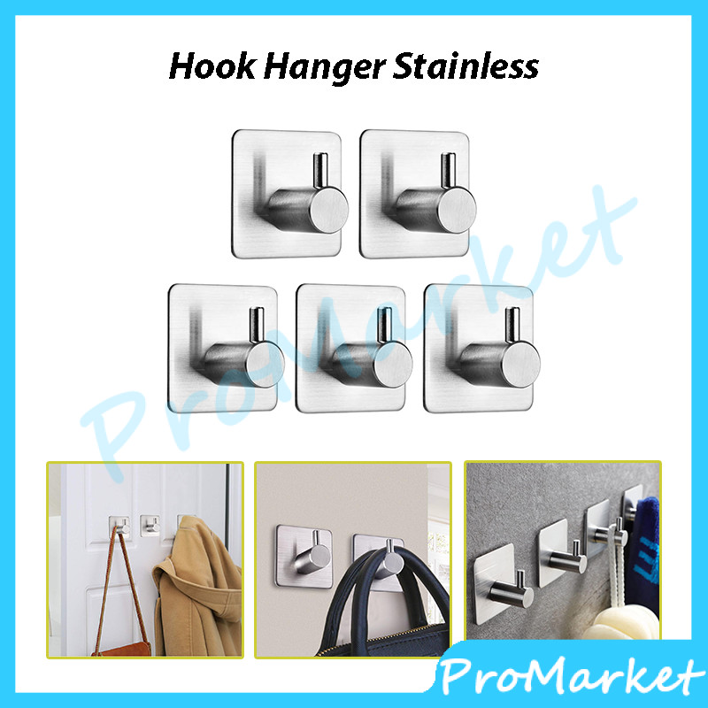 Gantungan Baju Hook Stainless Steel Model Tempel Dinding / Gantungan Baju Tas Tempel Dinding Minimal