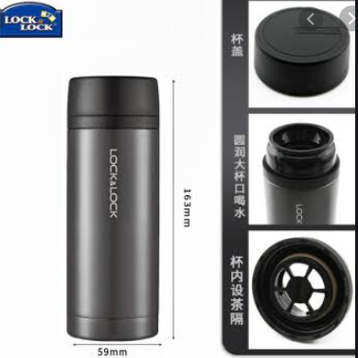 PROMO MURAH  -LOCK N LOCK COMPACT TUMBLER 250ML BLACK BOTOL MINUM TERMOS LHC4133 - M - Hitam -SEDIA 