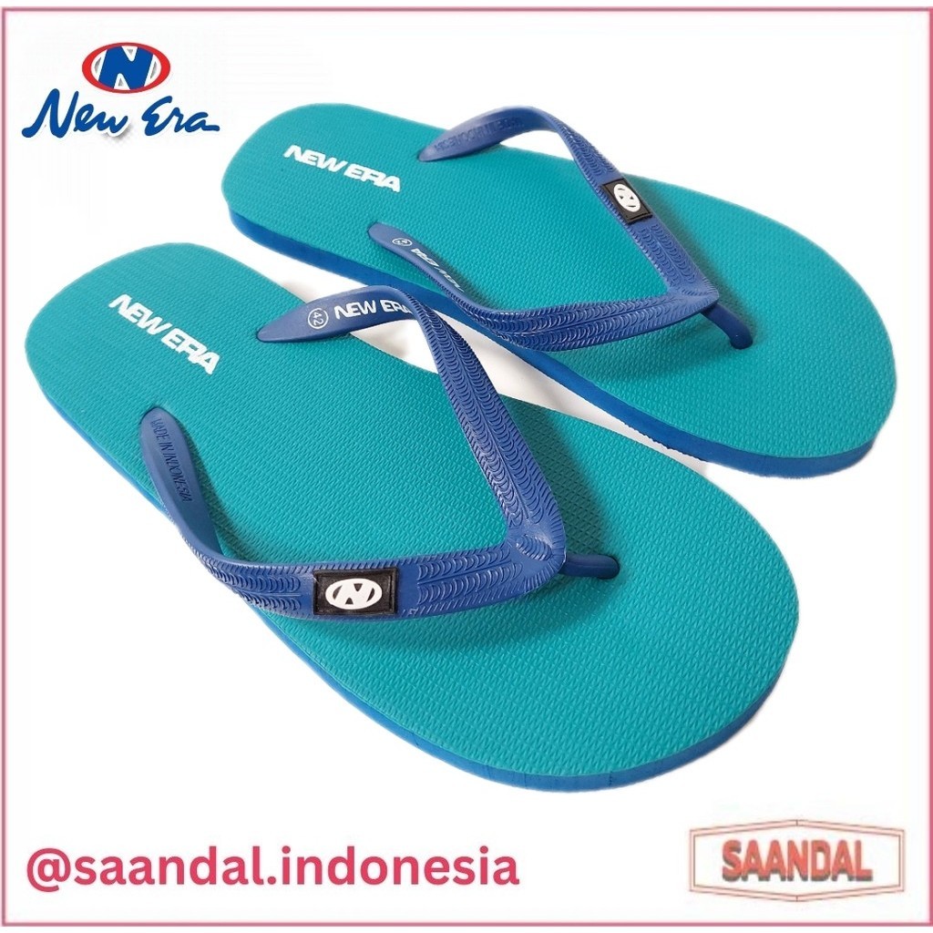 Sandal Jepit Karet New Era Flipo Merah Hitam Tosca Biru Coklat Pria Laki-Laki