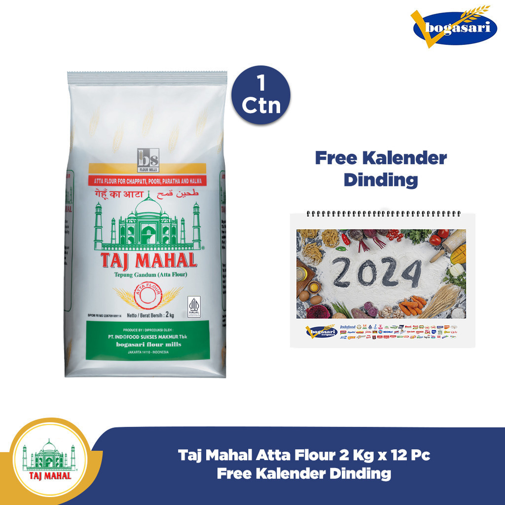 

Taj Mahal Atta Flour 2 Kg x 12 Pcs + Kalender Dinding 2024