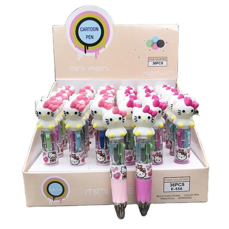

Bolpoin multi warna dapat disesuaikan pulpen pena gambar kartun imut empat warna kotak hitam kemasan pena gel plastik seksi 0 5mm