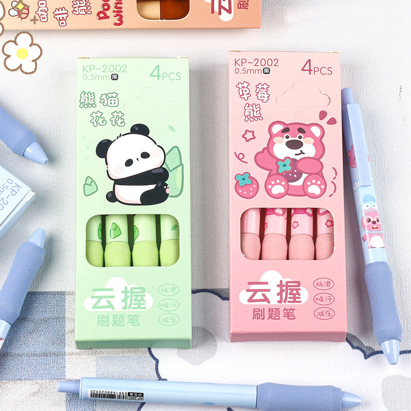 

[GROSIR ATK] 1 SET 4 PCS PULPEN GEL MEKANIK KARAKTER LOTSO, WINNIE THE POOH DAN PANDA LG