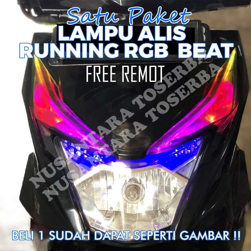 paketan lampu alis rgb beat gratis remot + devil eye tidak berbintik lampu drl running rgb beat