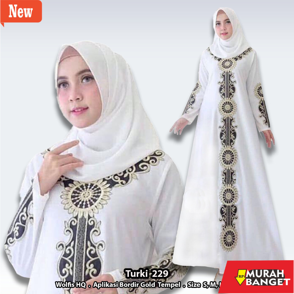 BAJU TIMUR TENGAH WANITA UNTUK LEBARAN- Abaya Gamis Putih Wanita Kekinian Abaya Putih Jubah Putih Wa