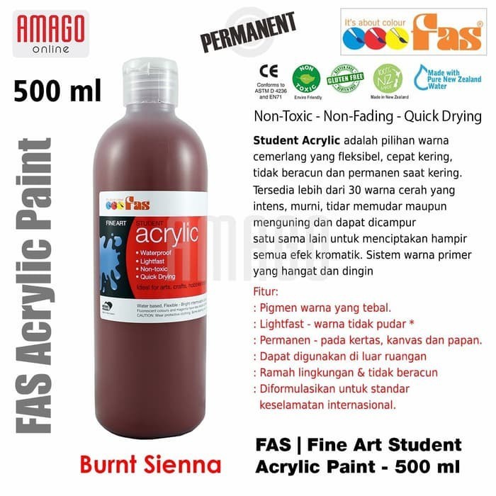 

Cat Akrilik Lukis FAS Student Acrylic Paint - 500 ml - Burnt Sienna