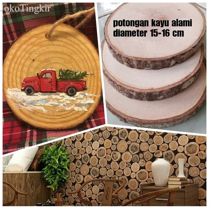 

Promo wood slice 15-16 cm potongan kayu dekorasi rustic wedding hiasan murah