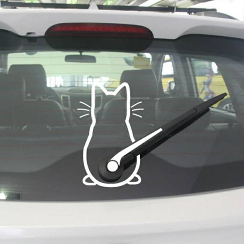 Stiker kucing lucu untuk dekorasi jendela belakang, stiker decal gaya kaca badan mobil, Stiker kucin