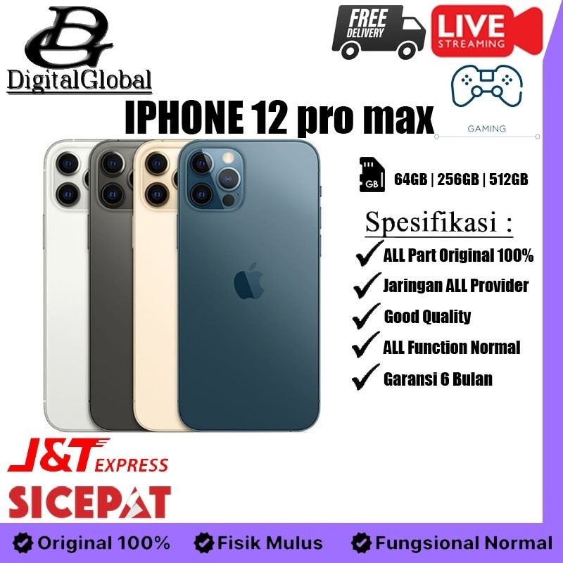 Promo Ramadhan iPhone 12 PRO MAX 128GB/ 256GB/512GB Second,Fullset,Original 100% Bergaransi