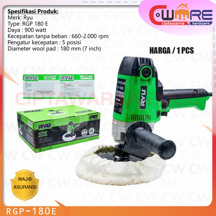 RYU Mesin Gun Polisher RGP 180E Poles Mobil RGP180E 900 Watt