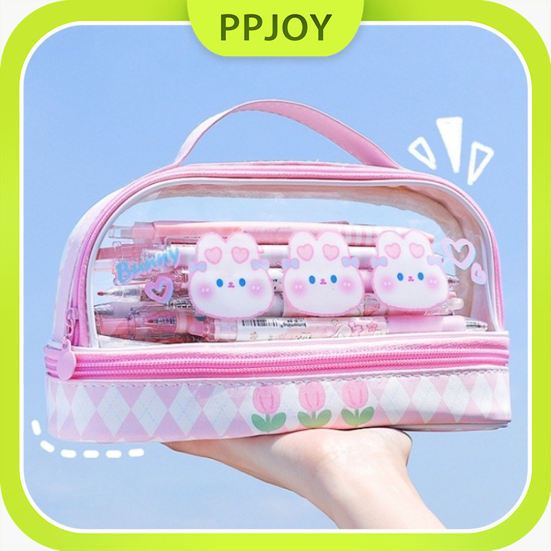 

Ready-Tempat Pensil Besar,Transparan PVC Pencil Case, Tas Pensil Murid Lucu,Kotak Pensil Anak Esthetis /Kartun Baru Kapasitas Pen Bag Storage Bag