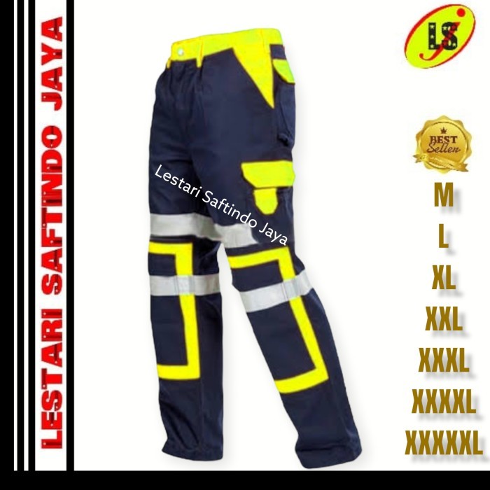 CELANA SAFETY / CELANA SERAGAM SAFETY TERBARU HIJAU STABILO NAVY - M
