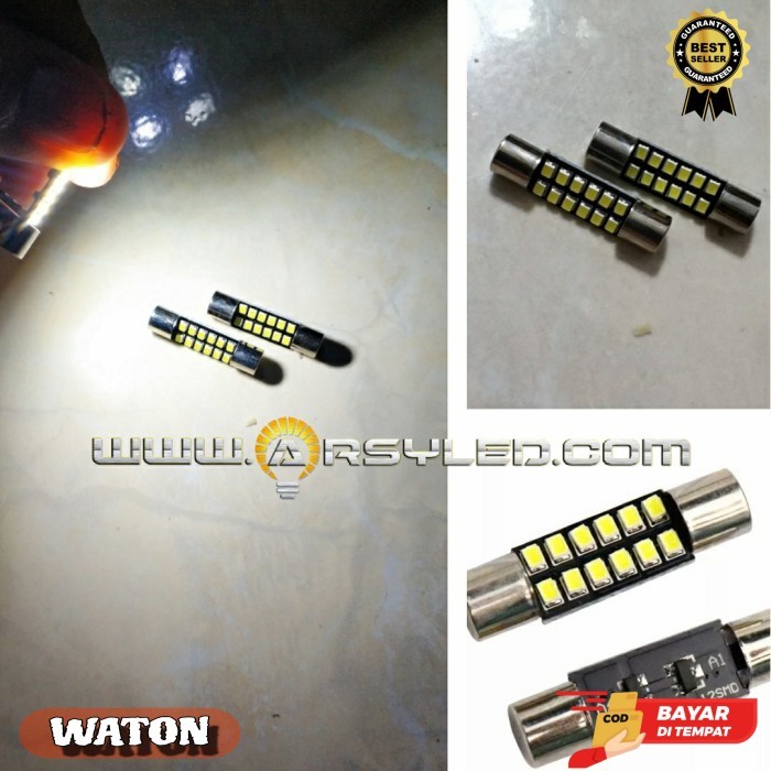 Cod LED Sunvisor Sun Visor Monitor TV Festoon 31 mm 12 Titik 2016 Bright - Putih