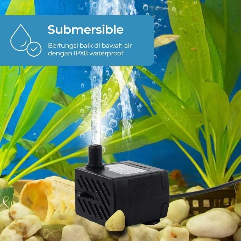 Pompa Air Celup Mini Aquarium Submersible Fish Tank Pump AC 220 - 240V