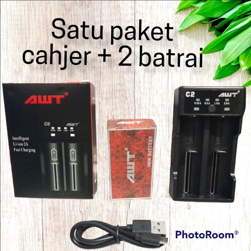 Bisa COD cahjer AWT satu paket sama baterai AWT RED BLACK 18650 3000Mah 50A 3.7V 1 ds isi 2 jadi uda