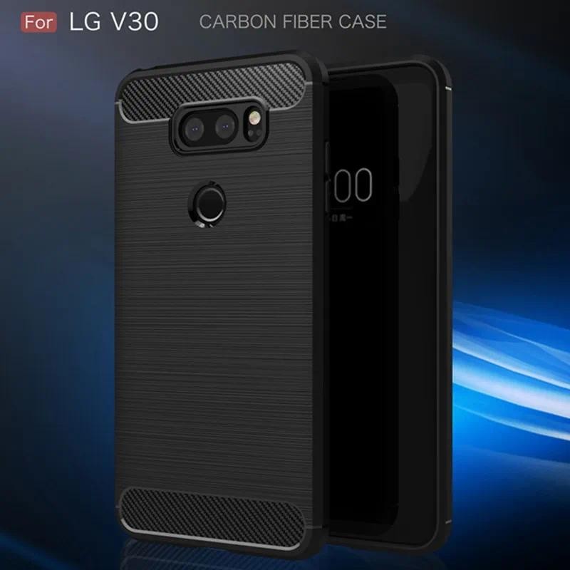 New Phone case LG V30 Phone lg v30 lgv30 Back coverCarbon Fiber Texture TPU Case HandPhone casing