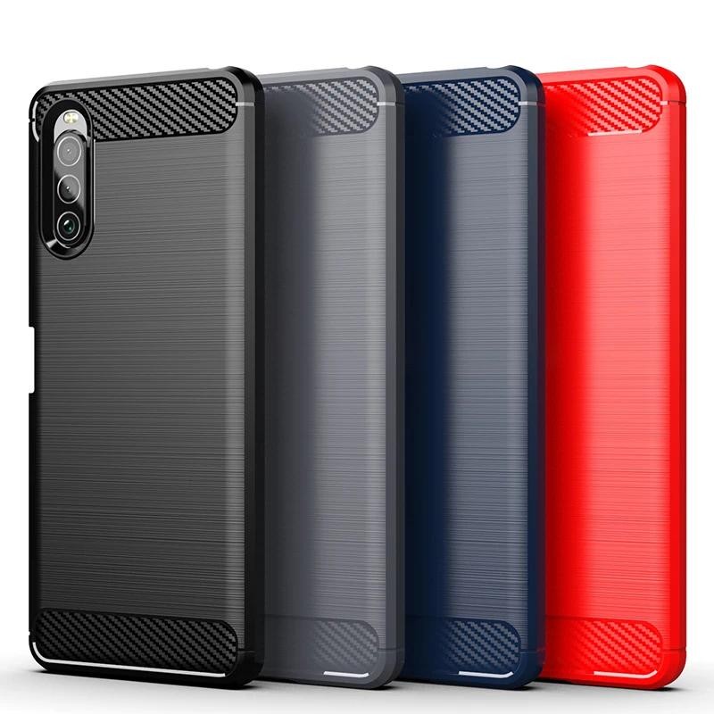 New Phone case Sony Xperia 10 II 10ii xperia10 ii sony 10ii 10 ii Back cover Soft Carbon Fiber Textu