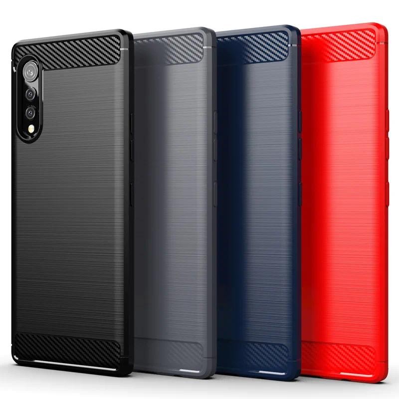 New Phone case LG Velvet lg velvet Back cover Soft Carbon Fiber Texture TPU Case HardPhone casing