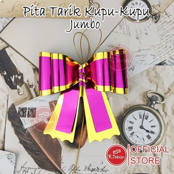 

10 pcs Pita Tarik Kupu-Kupu Jumbo Metalik Kilap Souvenir Dekorasi Ribbon Souvenir