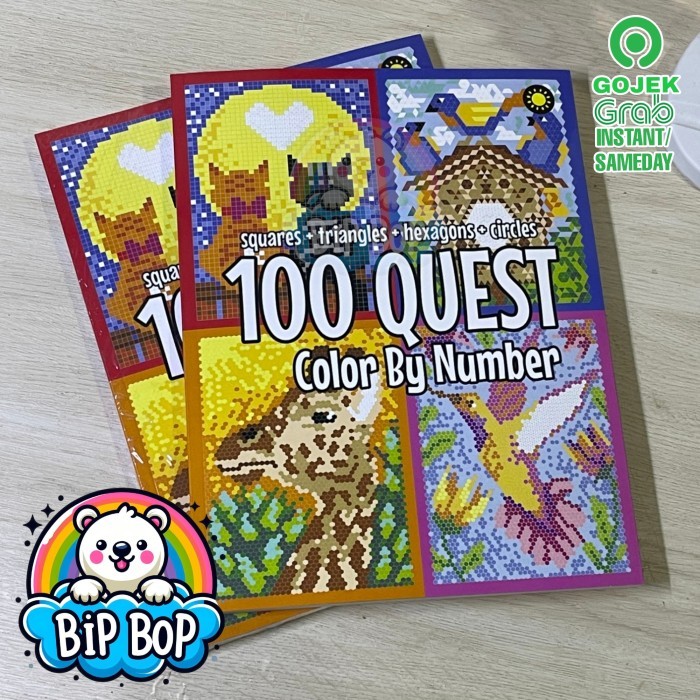 

100 QUEST Color By Number: Squares + Triangles + Hexagons + Circles: color quest activity book