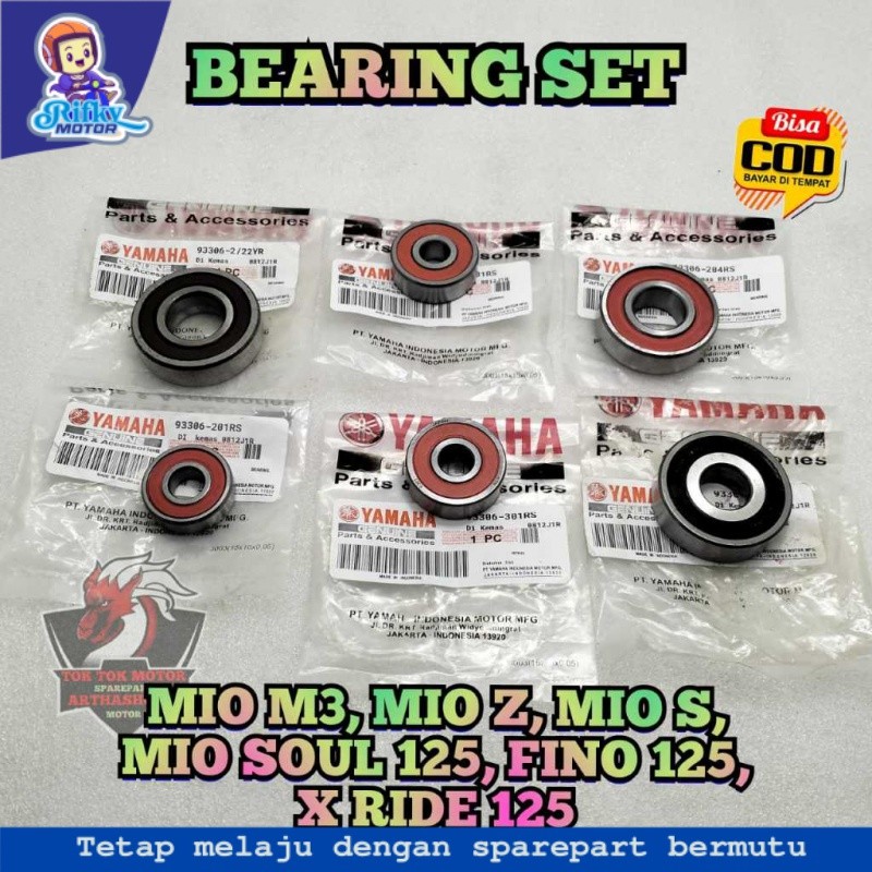 PAKET BEARING Rasio 2ph set 6 pcs UNTUK MOTOR MIO M3 , MIO Z , MIO S , MIO SOUL Gt 125 , FINO Fi Inj