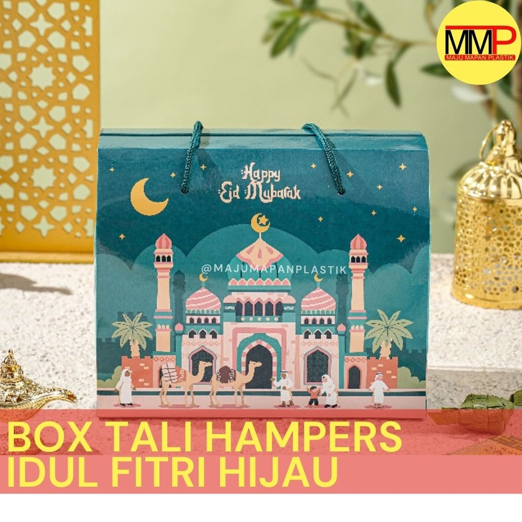 

BOX TALI HAMPERS IDUL FITRI HIJAU 20X24X12CM