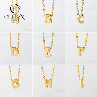 Dilapisi emas 18 karat Kalung Titanium Wanita Kalung Huruf Anti Karat Kalung Inisial Kalung Desain F