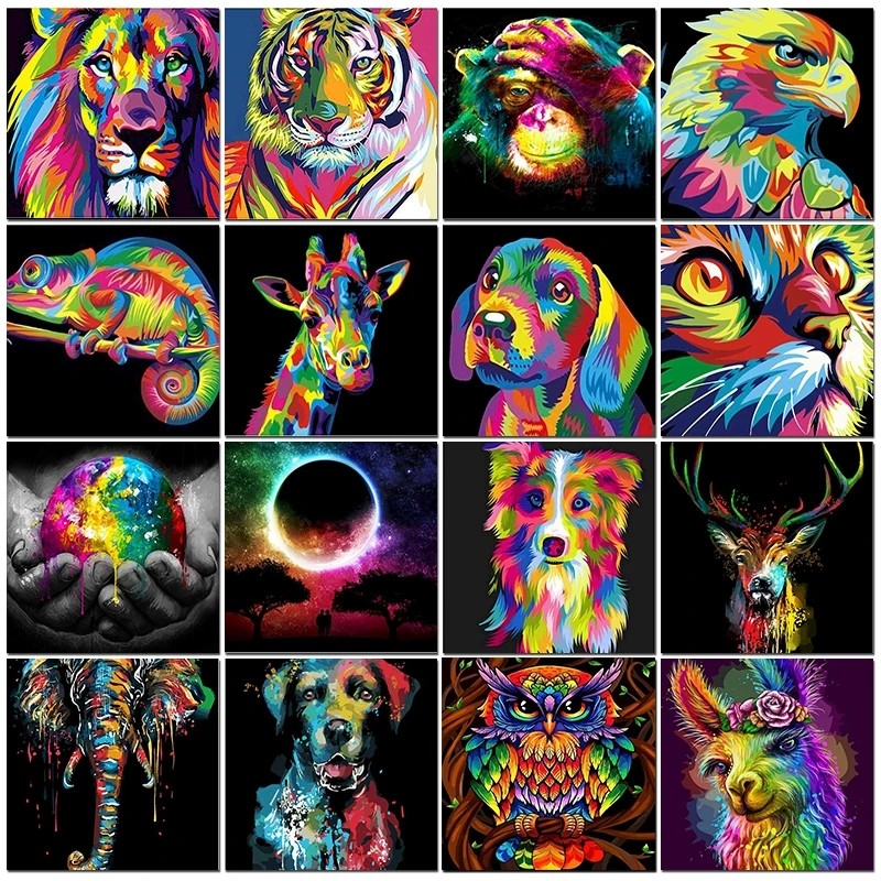 

Diy Paint By Numbers Animal Kit Oil Painting By Number On Canvas Coloring Picture Handmade Gift For Adult Unique Gift Home Decor