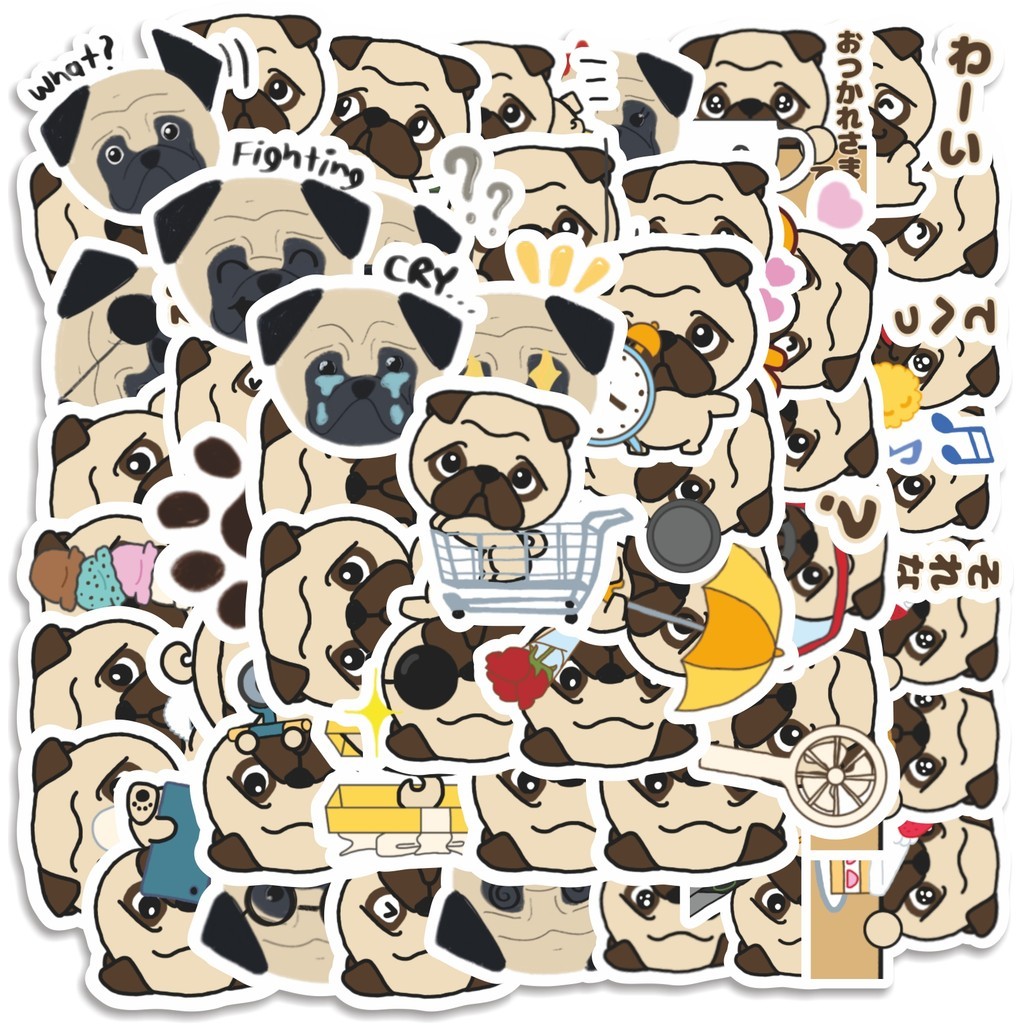 

COD 50 Pcs Stiker Cute Pug Funny Dog V7 Lucu Anti Air Untuk Dekorasi Notebook Sepeda Skateboard Handphone