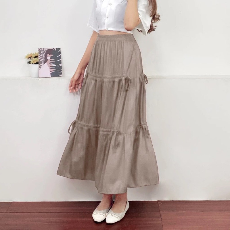 Moy Fashion Rok  Panjang Elegan / ASHELA SKIRT Trendy / Rok Polos Maxi Murah Kekinian