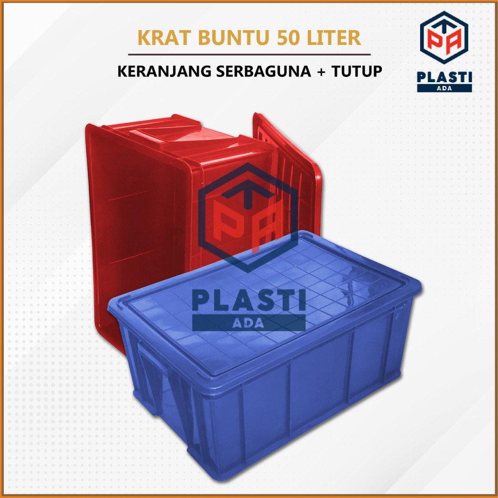 Bak Kontainer Plastik 50 Liter dengan Tutup untuk Penyimpanan Serbaguna