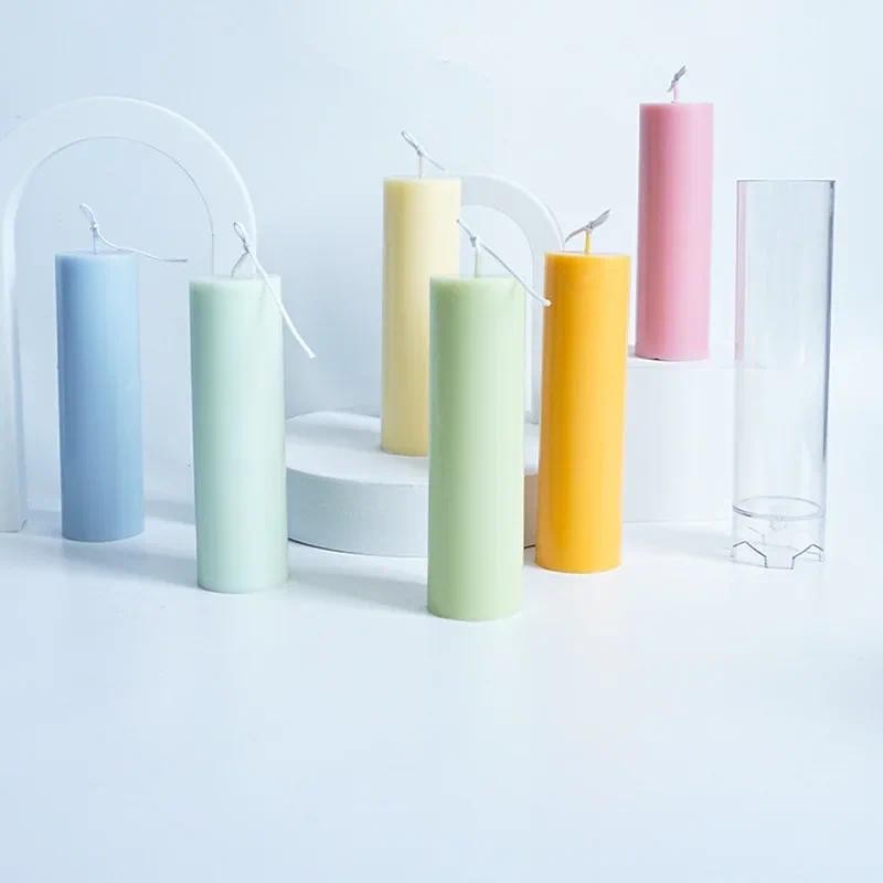 

4x15cm Cylindrical Candle Mold Handmade Aromatherapy Candle Casting Mold Acrylic Plastic Mould Kit Home Gift Making Tool