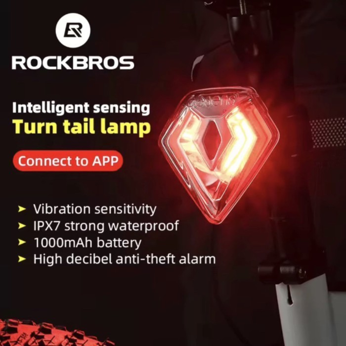 ROCKBROS Eesens Shield Lampu Sepeda Sein Belakang Bike Tail Light Cycling Bluetooth Waterproof Tahan
